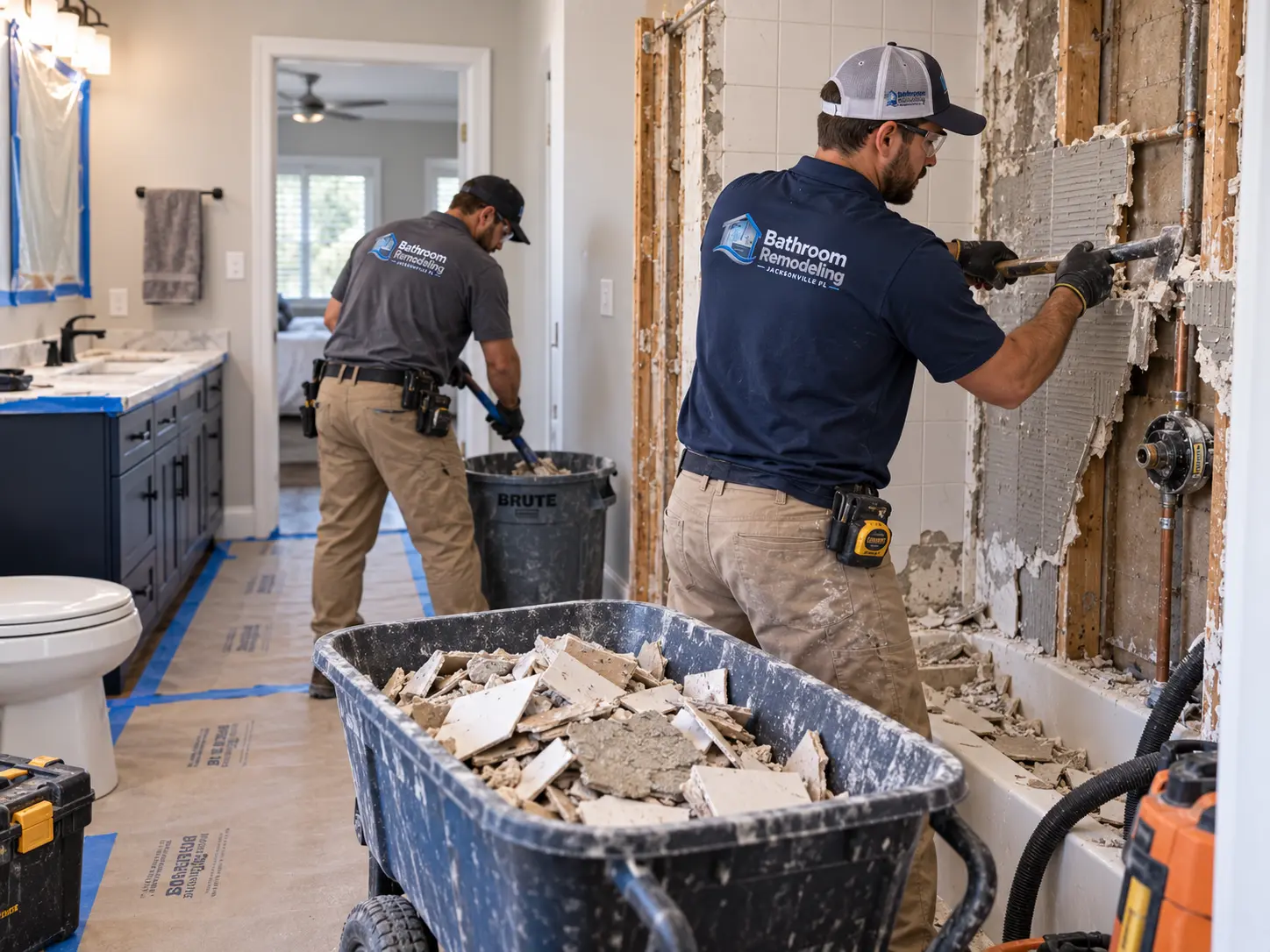 Residential bathroom demolition in Jacksonville Florida