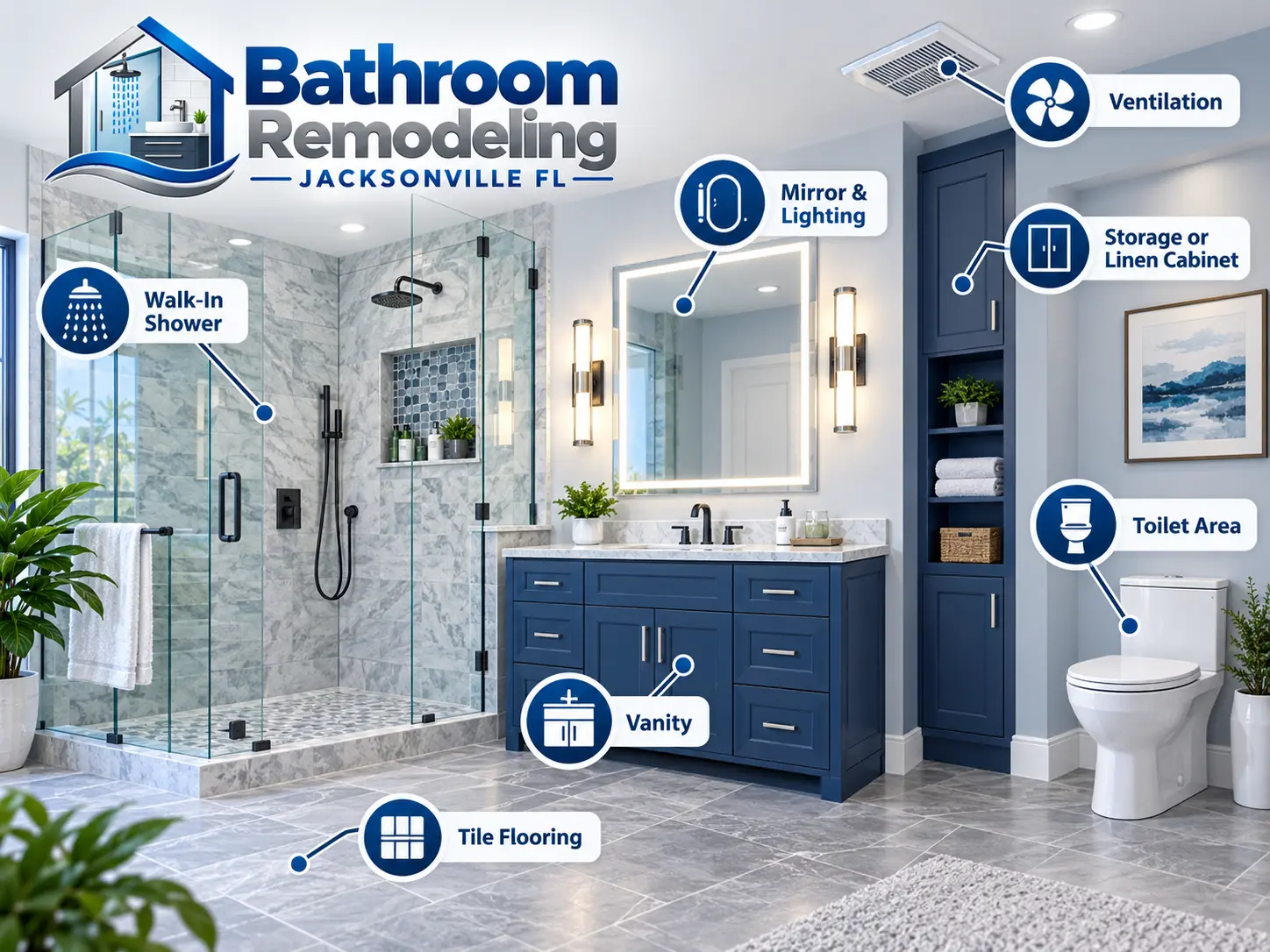 Bathroom design features Jacksonville FL
